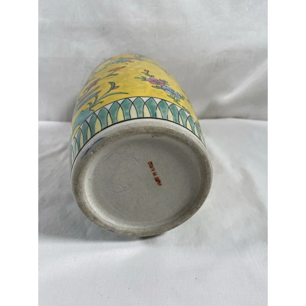 Vintage Hand Painted Bird Floral Branch Vase Made in Japan 9 1/2” Tall #624